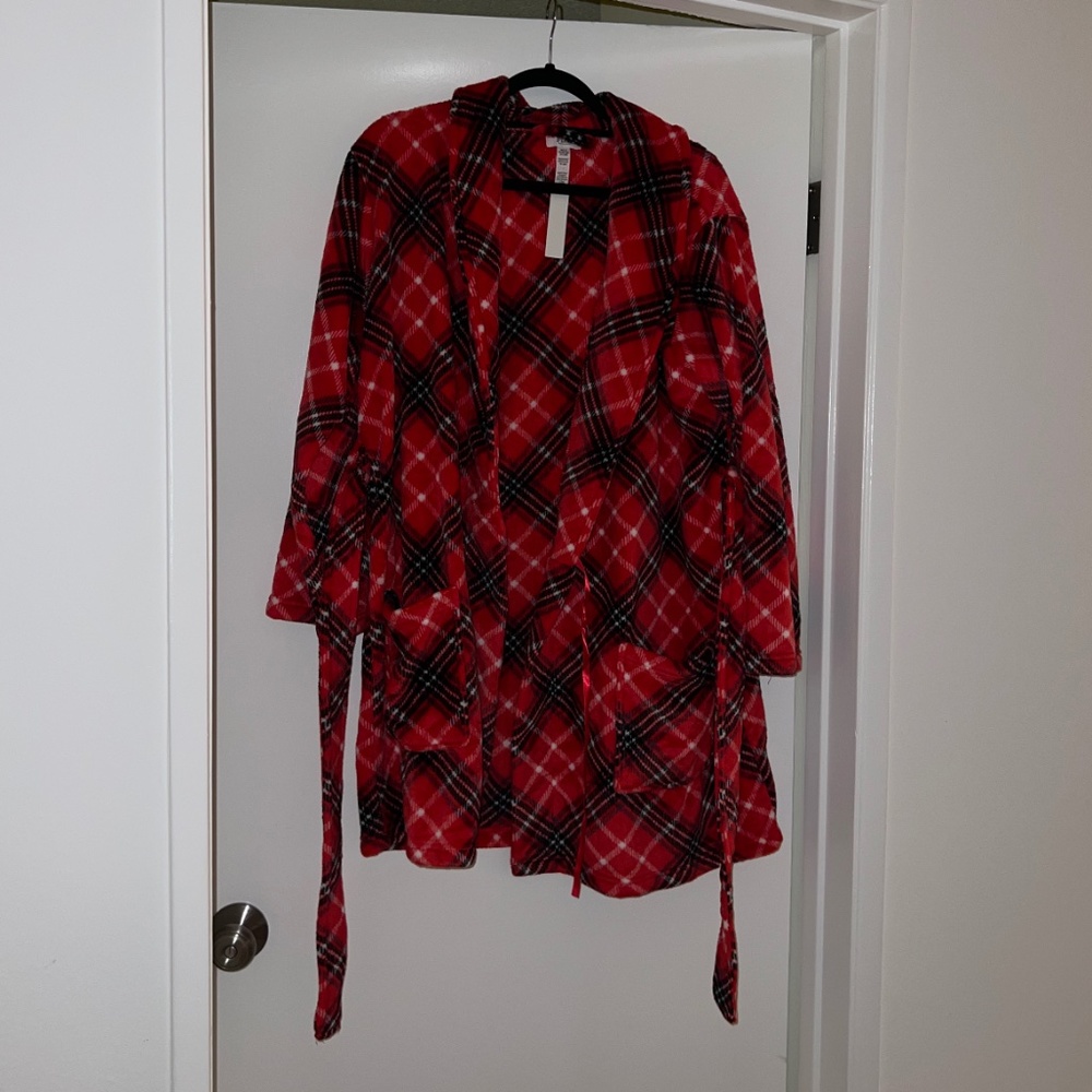 NWT Red Plaid Robe from PINK by Victorias Secret